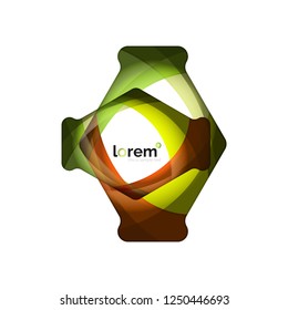 Abstract geometric design logo made of flowing elements, vector icon