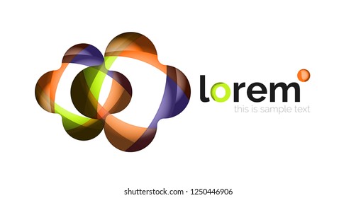Resumen del logotipo de diseño geométrico hecho de elementos fluidos, icono vectorial