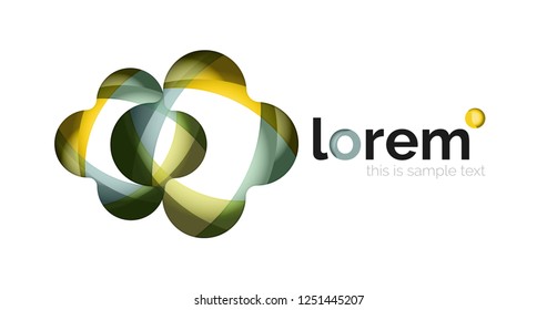 Abstract geometric design logo made of flowing elements, vector icon
