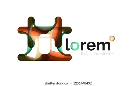 Abstract geometric design logo made of flowing elements, vector icon