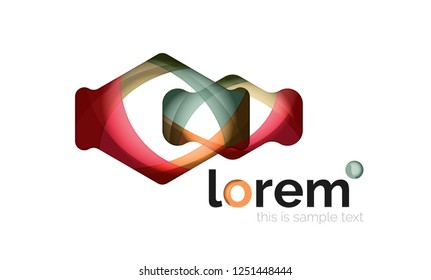 Abstract geometric design logo made of flowing elements, vector icon