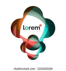 Resumen del logotipo de diseño geométrico hecho de elementos fluidos, icono vectorial