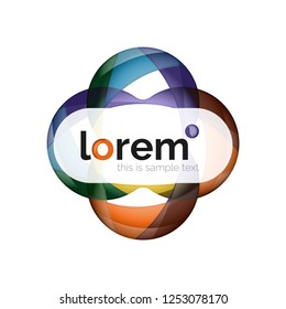 Abstract geometric design logo made of flowing elements, vector icon