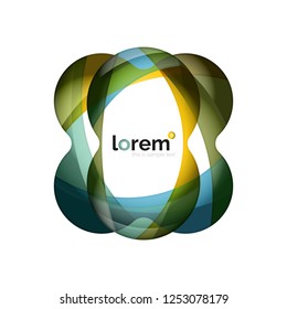 Resumen del logotipo de diseño geométrico hecho de elementos fluidos, icono vectorial