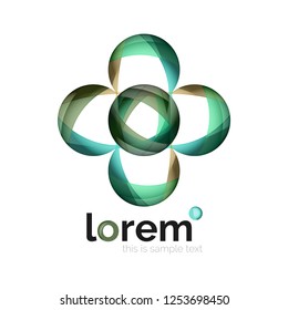 Resumen del logotipo de diseño geométrico hecho de elementos fluidos, icono vectorial