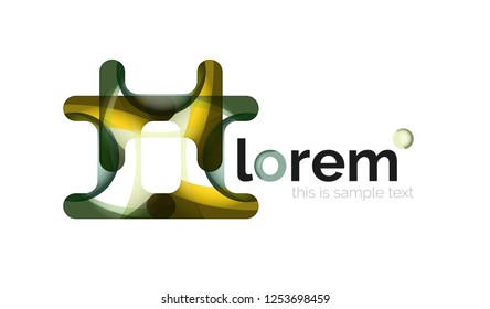 Abstract geometric design logo made of flowing elements, vector icon