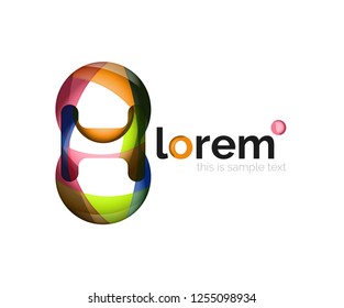 Abstract geometric design logo made of flowing elements, vector icon