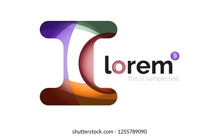 Abstract geometric design logo made of flowing elements, vector icon