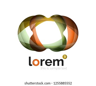 Abstract geometric design logo made of flowing elements, vector icon