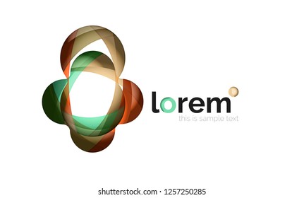 Resumen del logotipo de diseño geométrico hecho de elementos fluidos, icono vectorial