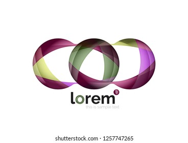 Resumen del logotipo de diseño geométrico hecho de elementos fluidos, icono vectorial