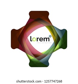 Abstract geometric design logo made of flowing elements, vector icon