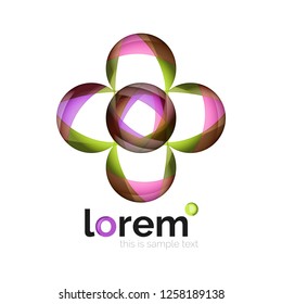 Abstract geometric design logo made of flowing elements, vector icon
