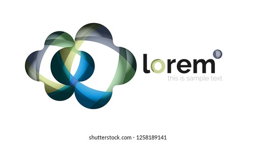 Abstract geometric design logo made of flowing elements, vector icon