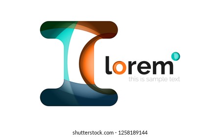 Resumen del logotipo de diseño geométrico hecho de elementos fluidos, icono vectorial