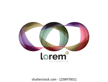 Abstract geometric design logo made of flowing elements, vector icon
