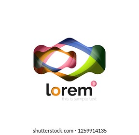 Abstract geometric design logo made of flowing elements, vector icon