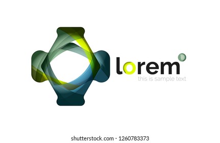 Abstract geometric design logo made of flowing elements, vector icon