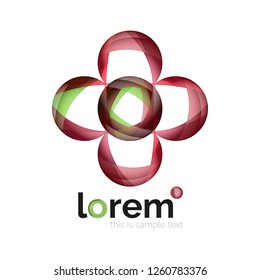 Abstract geometric design logo made of flowing elements, vector icon