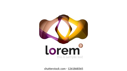 Abstract geometric design logo made of flowing elements, vector icon