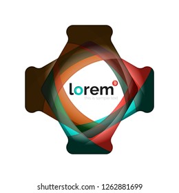 Abstract geometric design logo made of flowing elements, vector icon