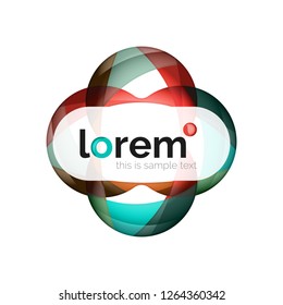 Abstract geometric design logo made of flowing elements, vector icon