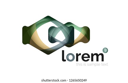 Abstract geometric design logo made of flowing elements, vector icon