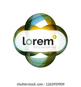 Abstract geometric design logo made of flowing elements, vector icon