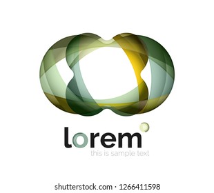 Abstract geometric design logo made of flowing elements, vector icon