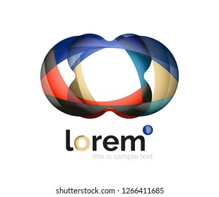 Abstract geometric design logo made of flowing elements, vector icon