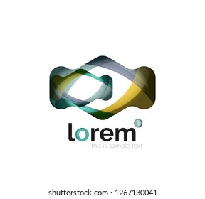 Abstract geometric design logo made of flowing elements, vector icon