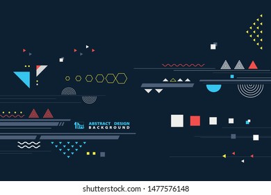 Abstract geometric design memphis decoration of trendy style background. You can use for poster, artwork, ad, design decoration. illustration vector eps10