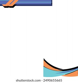 Abstract geometric design with orange, blue, and black lines on a white background. Perfect for modern backgrounds, banners, and digital art projects.