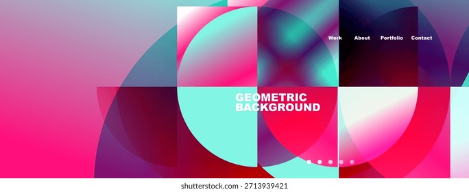 Abstractas diseño geométrico. Los círculos superpuestos crean Gradientes de colores vibrantes. El texto muestra información de Cartera, estética moderna.