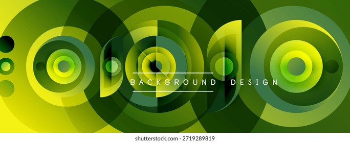 Abstract geometric design. Overlapping circles create vibrant green gradients. Modern background suitable for digital projects.