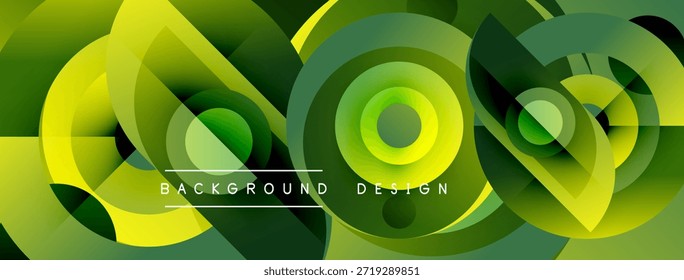 Abstractas diseño geométrico. Los círculos superpuestos crean un efecto visual dinámico. Los tonos verdes dominan la composición, la estética moderna.
