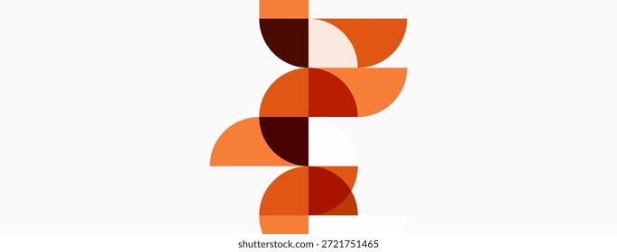 Projeto geométrico abstrato. Círculos sobrepostos criam um padrão moderno. Tons quentes dominam a composição, simples, mas marcantes.