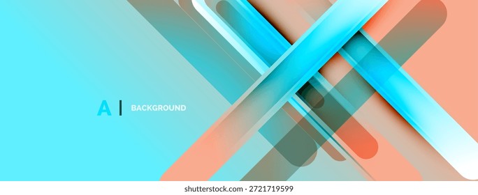 Abstractas diseño geométrico. Las líneas superpuestas crean un efecto visual dinámico. Los tonos azules, turquesas y melocotón dominan la composición. Estética moderna.