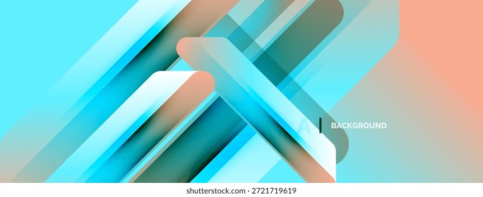 Abstract geometric design. Overlapping lines create dynamic visual effect. Blue, orange hues dominate composition. Modern, sleek aesthetic.