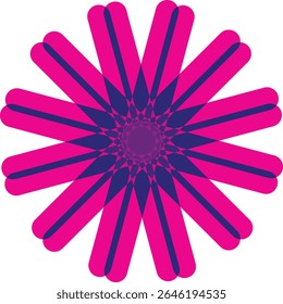 Abstractas diseño geométrico con Formas florales superpuestas de color rosa y azul.