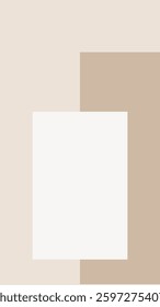 Abstract geometric design with overlapping rectangles in beige, white, and tan. Minimalist art with simple shapes and neutral colors for modern decor. Background vector.
