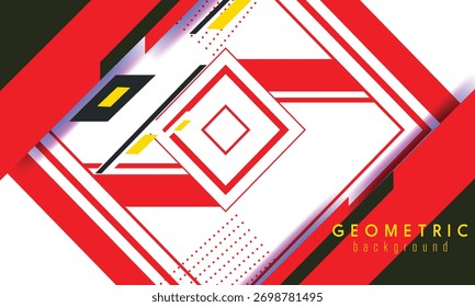 Abstract geometric design with overlapping red and white rhombuses, sharp lines, and a modern, dynamic feel.