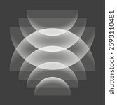 Abstract geometric design with overlapping semi-circles. Modern abstract art featuring geometric shapes. Geometric pattern with semi-circles in layers. Isolated vector illustration.