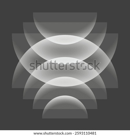Abstract geometric design with overlapping semi-circles. Modern abstract art featuring geometric shapes. Geometric pattern with semi-circles in layers. Isolated vector illustration.