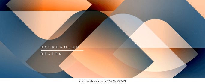 Abstract geometric design. Overlapping shapes create dynamic visual effect. Warm, cool colors blend seamlessly. Modern background texture.