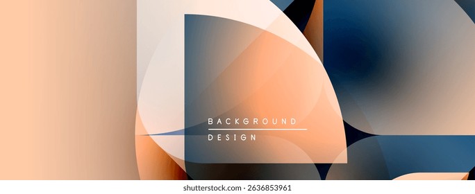 Abstract geometric design. Overlapping shapes create modern visual effect. Warm, cool colors blend seamlessly. Minimalist style.