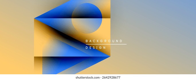 Abstract geometric design. Overlapping shapes create dynamic visual effect. Warm, cool colors blend seamlessly. Minimalist aesthetic.