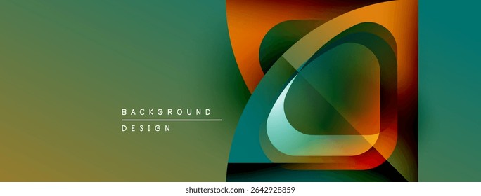 Abstract geometric design. Overlapping shapes create vibrant color gradients. Modern background suitable for banners, presentations.