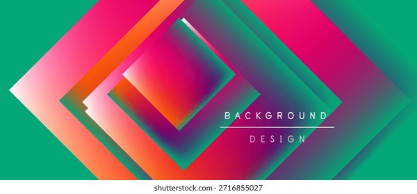 Abstractas diseño geométrico. Los cuadrados superpuestos crean un efecto de degradado vibrante. El texto lee el diseño de fondo. Moderna y colorida presentación.