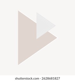 Abstract geometric design with overlapping triangles. Minimalist style featuring soft beige and white tones. Triangles create a modern, abstract look. Geometric shape vector.
